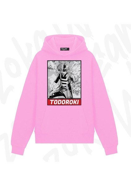 Zoka Wear My Hero Shoto Todorokii Anime Baskılı Pembe Sweatshirt