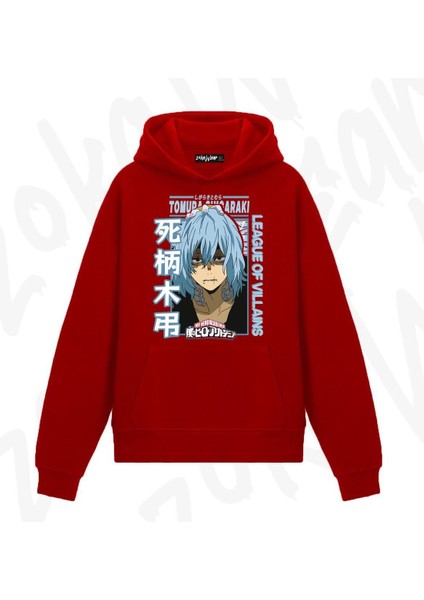 Zoka Wear My Hero Tomura Shigaraki V12 Anime Baskılı Kırmızı Sweatshirt