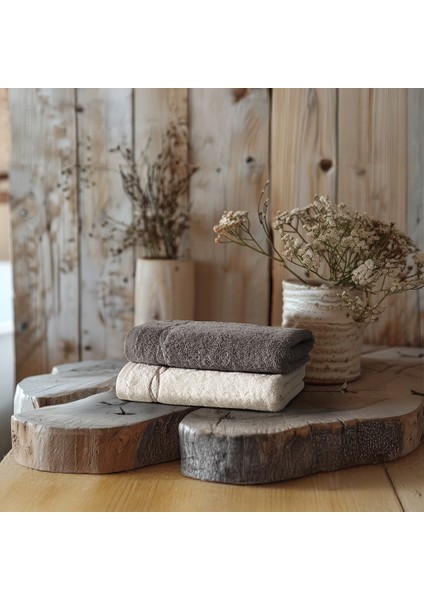 Helena Yüz Havlusu Set 50X90 cm Gri-Ekru