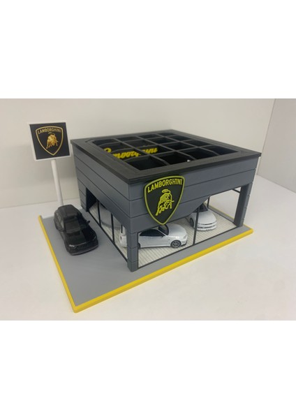 Lamborghini Diecast Showroom Garaj Diorama 1:64 Ölçek