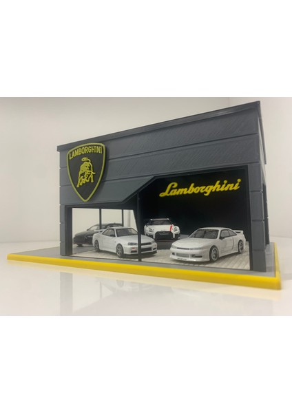 Lamborghini Diecast Showroom Garaj Diorama 1:64 Ölçek