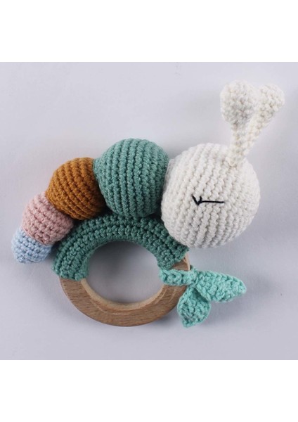 Amigurumi Renkli Tırtıllı Çıngıraklı Diş Kaşıyıcı