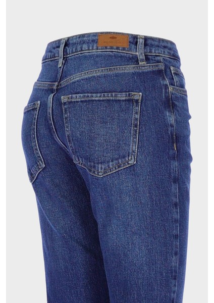 Orta Mavi Yüksek Bel Patı Fermuarlı Vintage Straight Fit Jean Pantolon C 4931-009 modelleri