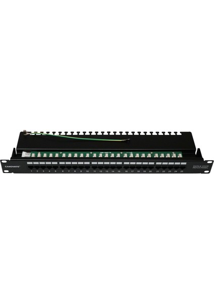 25 Port Cat 3 Telefon Patch Panel 1u 19'' Siyah Zırhlı Ral 9005