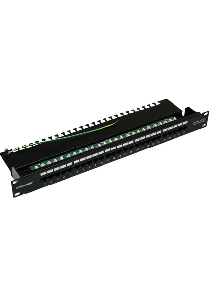 25 Port Cat 3 Telefon Patch Panel 1u 19'' Siyah Zırhlı Ral 9005