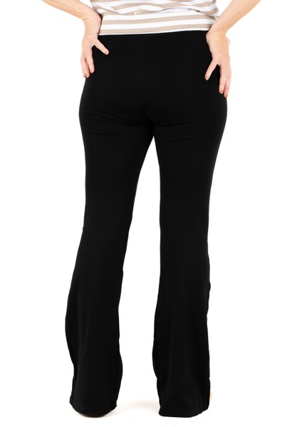 Yüksek Bel Ispanyol Paça Siyah Çelik Örme Kadın Tayt pantolon | Portakal Esintisi modelleri