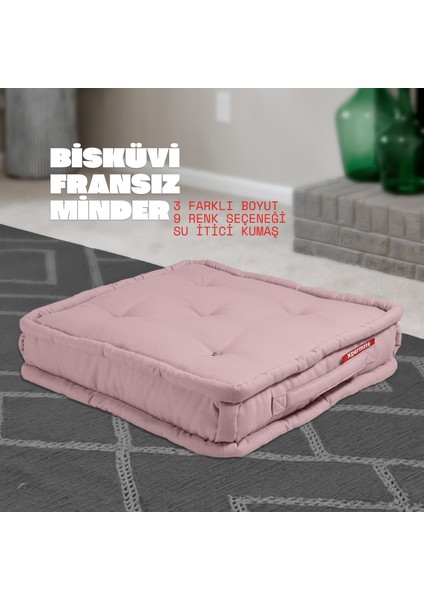 Bisküvi Minder Petek Önü Palet Üstü Minderi Fransız Minder Bank ve Bahçe Minderi 55X55X14 cm Pembe