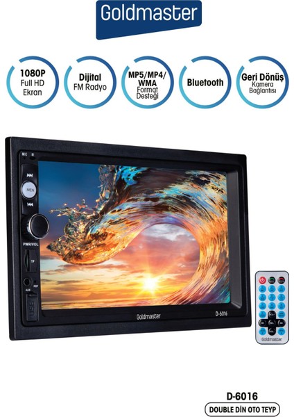 D6016 Ekran Yansıtma Özellikli Double Dın Oto Teyp