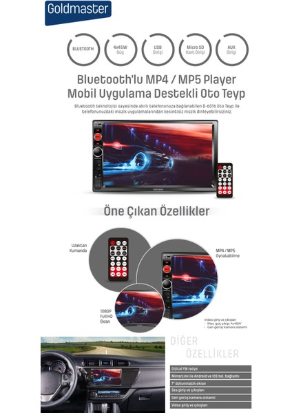 D6016 Ekran Yansıtma Özellikli Double Dın Oto Teyp indirimleri