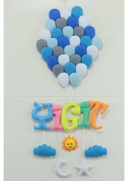 Yiğit Isimli Balonlar Bebek ve Hastane Odası Kapı Süsü
