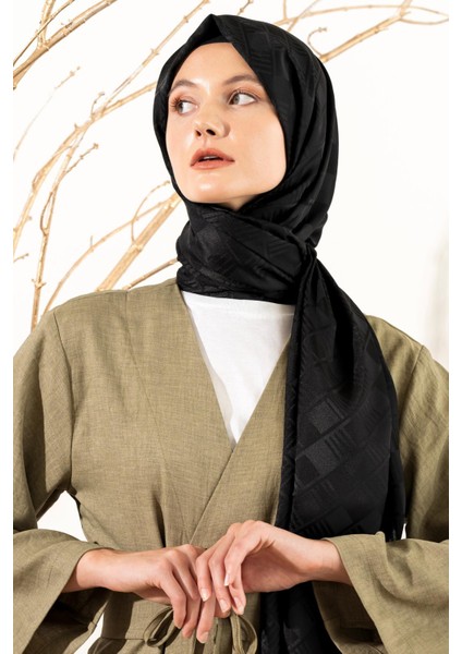 Kadın Küp Desenli Jakarlı Şal