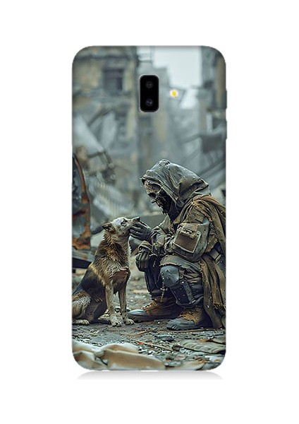 Samsung Galaxy J6 Plus Uyumlu Köpek ve Adam Desenli Silikon Kılıf