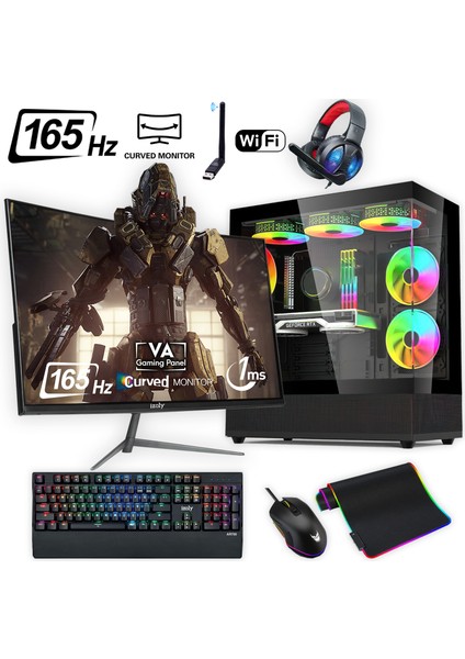 Ventus 510 x Ryzen 7 5700X 32GB 512GB M.2 Nvme Rtx 3060 8gb 24" 165 Hz Oyuncu Masaüstü Bilgisayarı