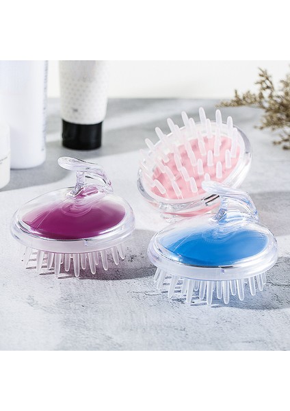 Mor Silikon Kafa Vücut Masajı Şampuan Saç Derisine Masaj Fırçası Saç Yı Tarak Vücut Duş Fırçası Banyo Spa Masaj Fırçası (Yurt Dışından)