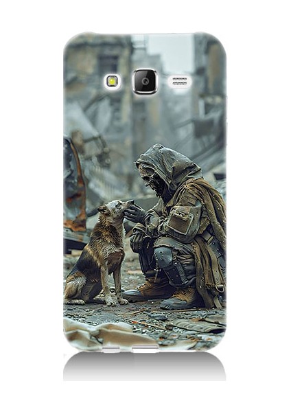 Samsung Galaxy J7 Uyumlu Köpek ve Adam Desenli Silikon Kılıf