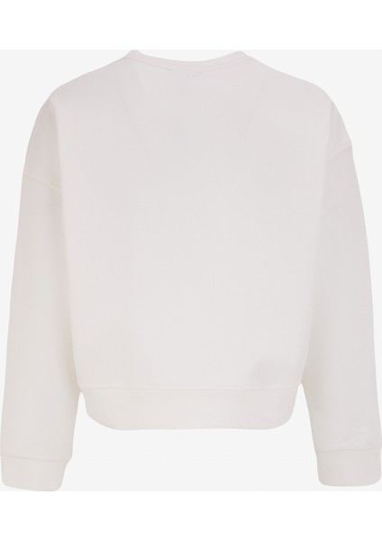 Kırık Beyaz Kadın Bisiklet Yaka Crop Baskılı Sweatshirt D4WL-SWT3010 fiyatları