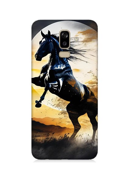Samsung Galaxy J8 Uyumlu Şaha Kalkmış At Desenli Silikon Kılıf