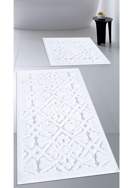 Pamuk Dokuma Banyo Paspas Seti, Banyo Halısı Lara 2 Li Set 60 x 100 - 60 x 50