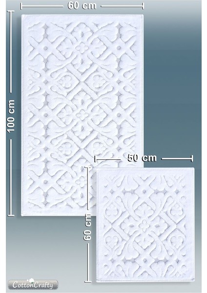 Pamuk Dokuma Banyo Paspas Seti, Banyo Halısı Lara 2 Li Set 60 x 100 - 60 x 50