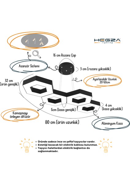 Catena (Beyaz Kasa, Sarı Işık) Ledli Modern Sarkıt Linear LED Avize Salon Mutfak Oturma Odası Yatak Odası Antre Hol LED fırsatları