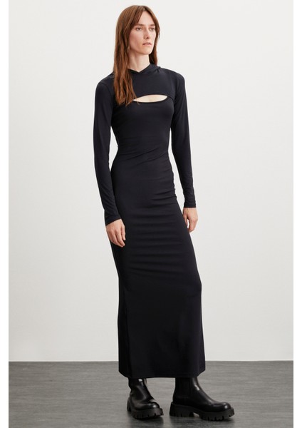 Felısa Kadın Kapüşonlu Slim Fit Crop Siyah Body fiyatları