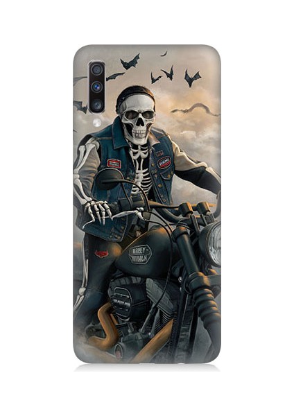 Samsung Galaxy A70 Uyumlu Iskelet Motosiklet Desenli Silikon Kılıf