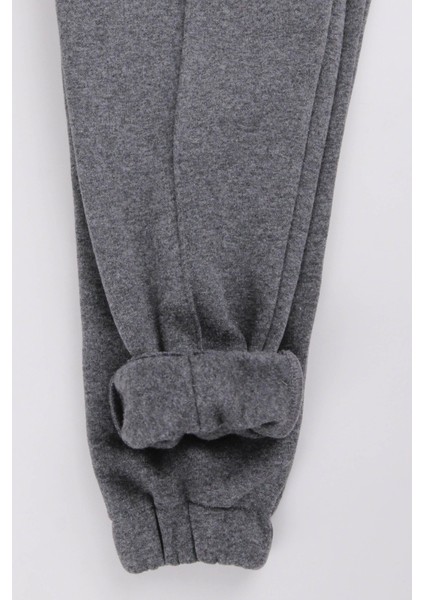 Lastikli Içi Polarlı Cepli Rahat Unisex Çocuk Eşofman Altı Antrasit modelleri