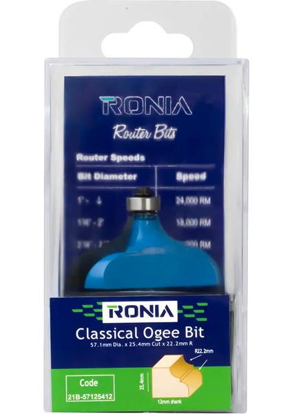Ahşap Freze Bıçakları 21B-57125412 Rulmanlı Motif Freze Ucu Sap (D): 12 mm modelleri