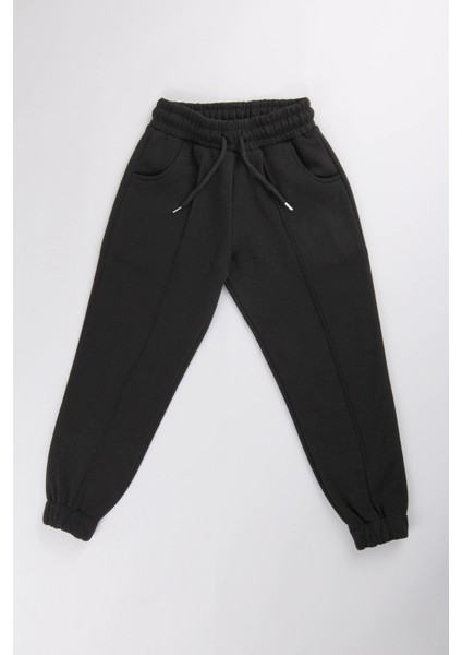 Lastikli Içi Polarlı Cepli Rahat Unisex Çocuk Eşofman Altı Siyah fiyatları