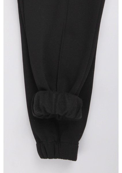 Lastikli Içi Polarlı Cepli Rahat Unisex Çocuk Eşofman Altı Siyah modelleri