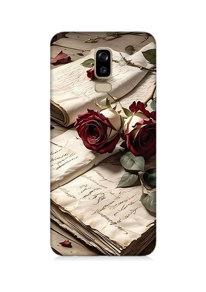 Samsung Galaxy J8 Uyumlu Mektup ve Güller Desenli Silikon Kılıf