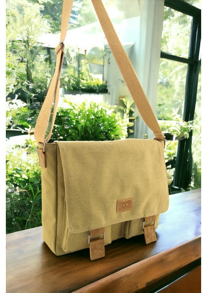 Unisex Kanvas Su Geçirmez Postacı Iş Okul Evrak Laptop Notebook Çantası