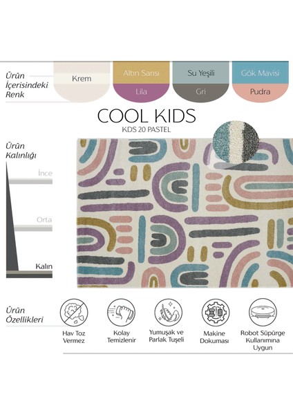 Cool Halı Cool Kids 20 Pastel Çocuk Odası Halısı Hav Toz Vermez Yumuşak Dokulu Bebek Odası Halısı