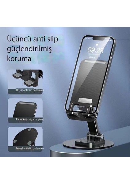 Tablet Masaüstü Standı 360 Derece Dönebilen Katlanabilir Canlı Yayın Cep Telefonu Standı (Yurt Dışından)