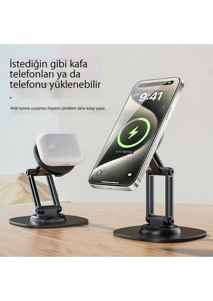 Cep Telefonu Standı Masaüstü Kablosuz Şarj Manyetik Stand Tablet Desteği (Yurt Dışından)