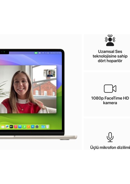 MacBook Air M3 16GB 256GB SSD macOS 13" Taşınabilir Bilgisayar Yıldız Işığı MC8J4TU/A