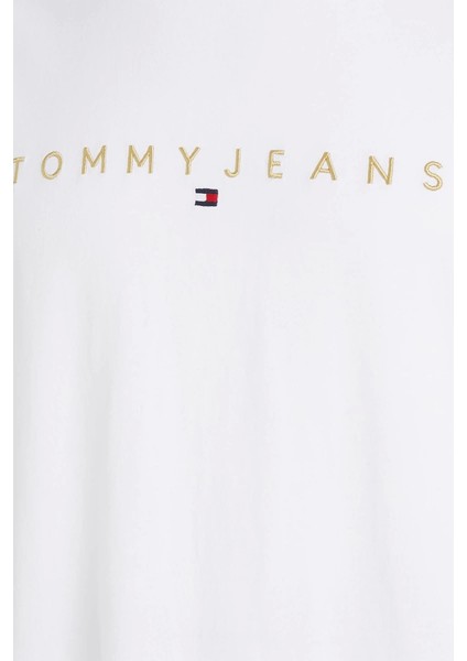 Tommy Hilfiger Reg Erkek Gold Yazalı  Beyaz T-Shirt