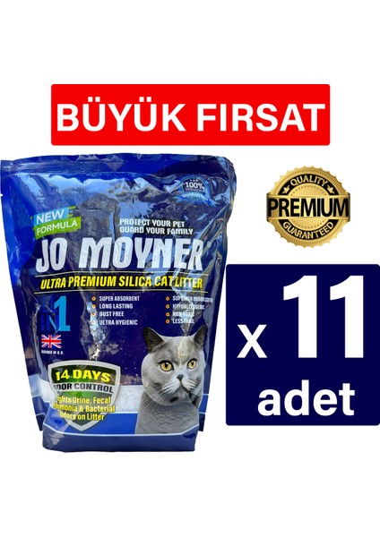 Silika Kristal Kedi Kumu 3,8Lt x 11 Adet Ultra Premium Kalitede