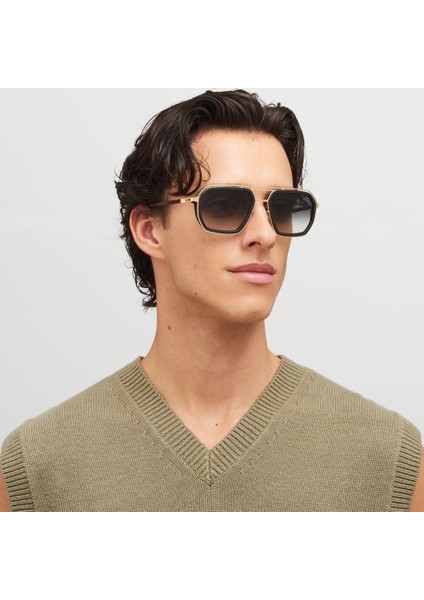 Mojave 585 57-21 Unisex Güneş Gözlüğü – Altın Titanyum Çerçeve, Füme Degrade Cam