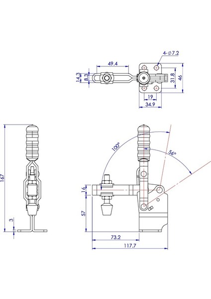GH-12130-HB Dikey Geçiş Kelepçesi | 227 kg Kapasiteli Dayanıklı Sabitleme Kelepçesi