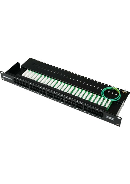 50 Port Cat 3 Telefon Patch Panel 1u 19'' Siyah Zırhlı Ral 9005