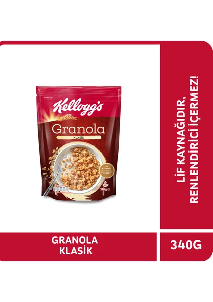 Granola Klasik 340 Gr; %56 Yulaf içerir; Lif Kaynağı; Kahvaltılık Gevrek