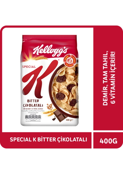 Special K Bitter Çikolatalı Tam Buğday ve Pirinç Gevreği 400 Gr