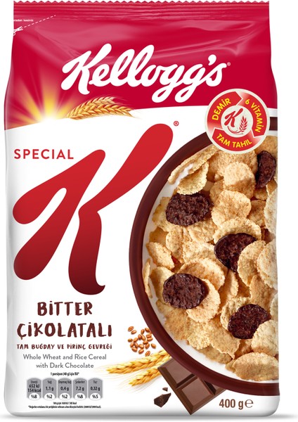 Special K Bitter Çikolatalı Tam Buğday ve Pirinç Gevreği 400 Gr