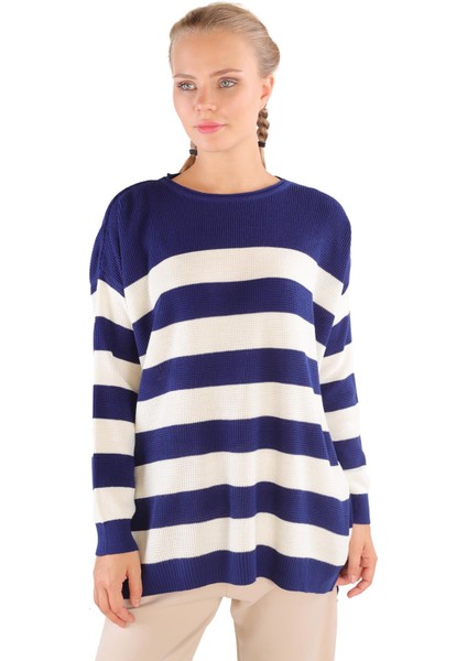 5380 Bisiklet Yaka Çizgili Tunik Laci