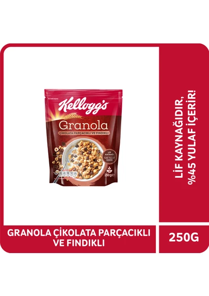 Çikolata Parçacıklı ve Fındıklı Granola 250 Gr,%44 Yulaf,lif Kaynağı,kahvaltılık Gevrek