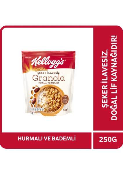 Şeker İlavesiz Granola Hurmalı ve Bademli 250 G