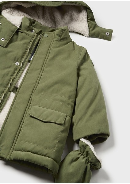 2467 Erkek Bebe Yeşil Kapüşonlu Mont modelleri