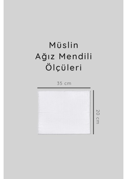 12'li Müslin Ağız Mendili , Omuz Bezi , Ter Bezi Çift Kat Dikimli 35X20 cm