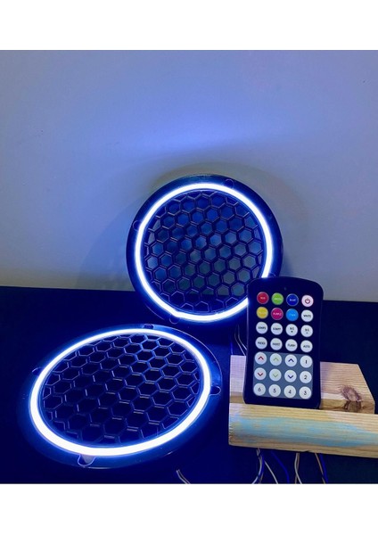 1 Takım 16 cm (2 Adet) Noen Rgb LED Midrange Kapağı Işıklı Midrange Hoparlör Kapağı Kumanda Adaptö fırsatları